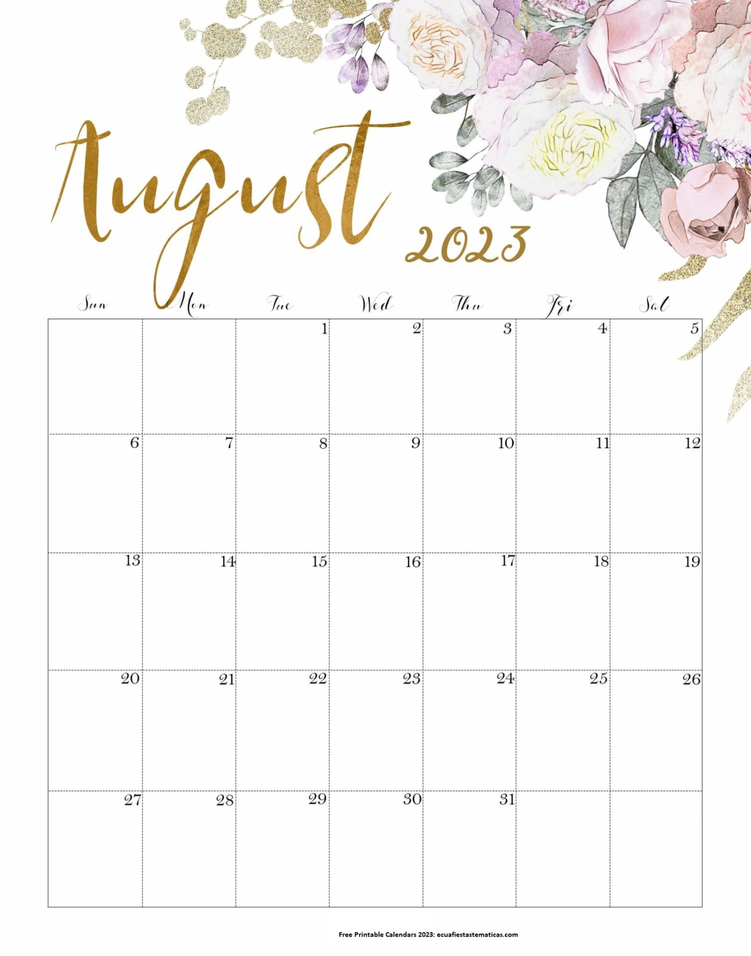 Calendar August 2023 Cute