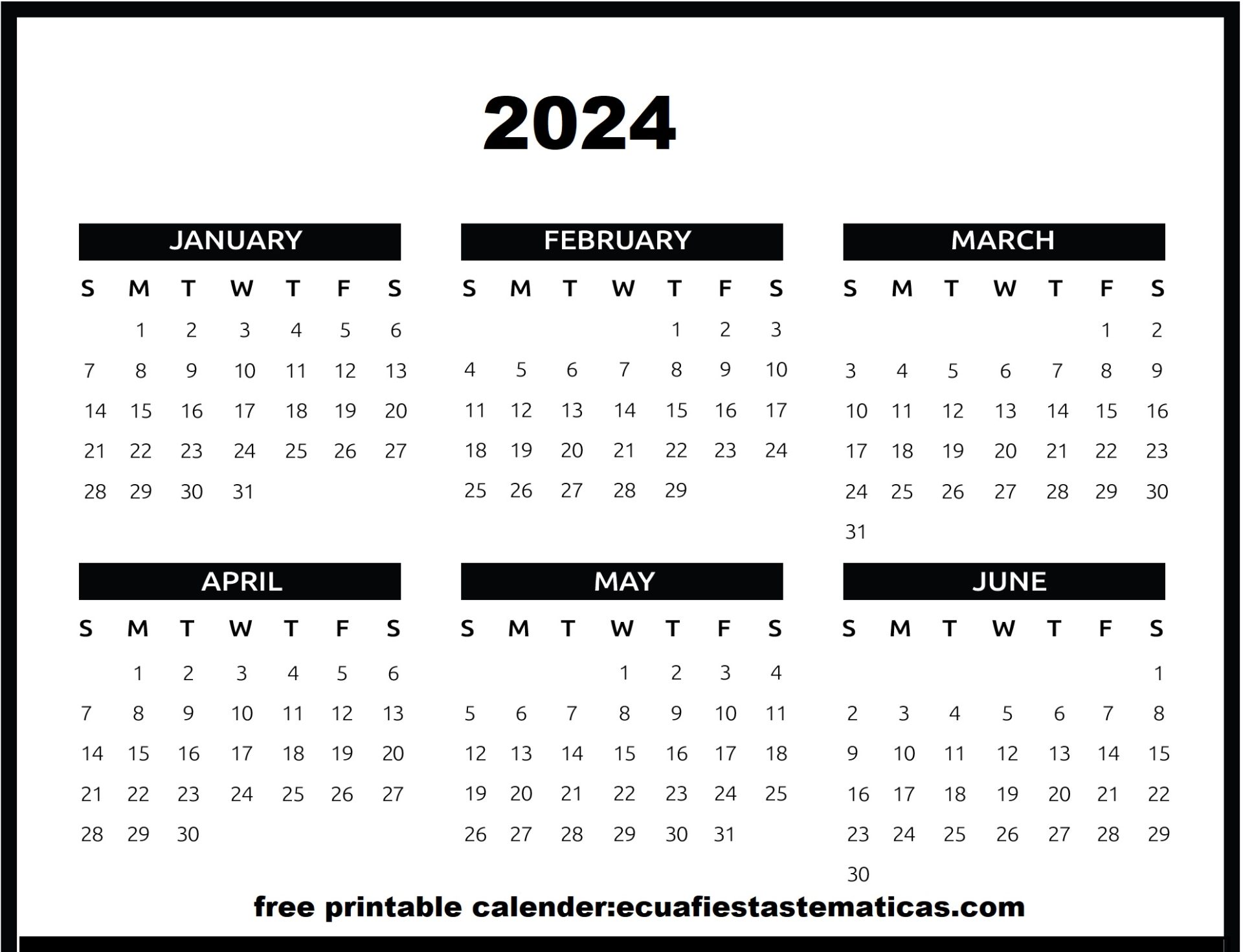 2024 Year Calendar School