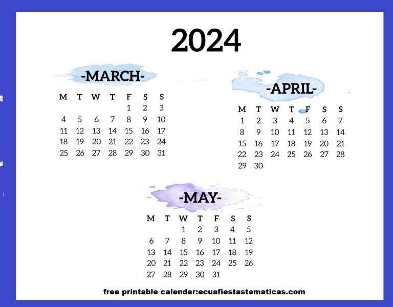 2024 three month Calendar