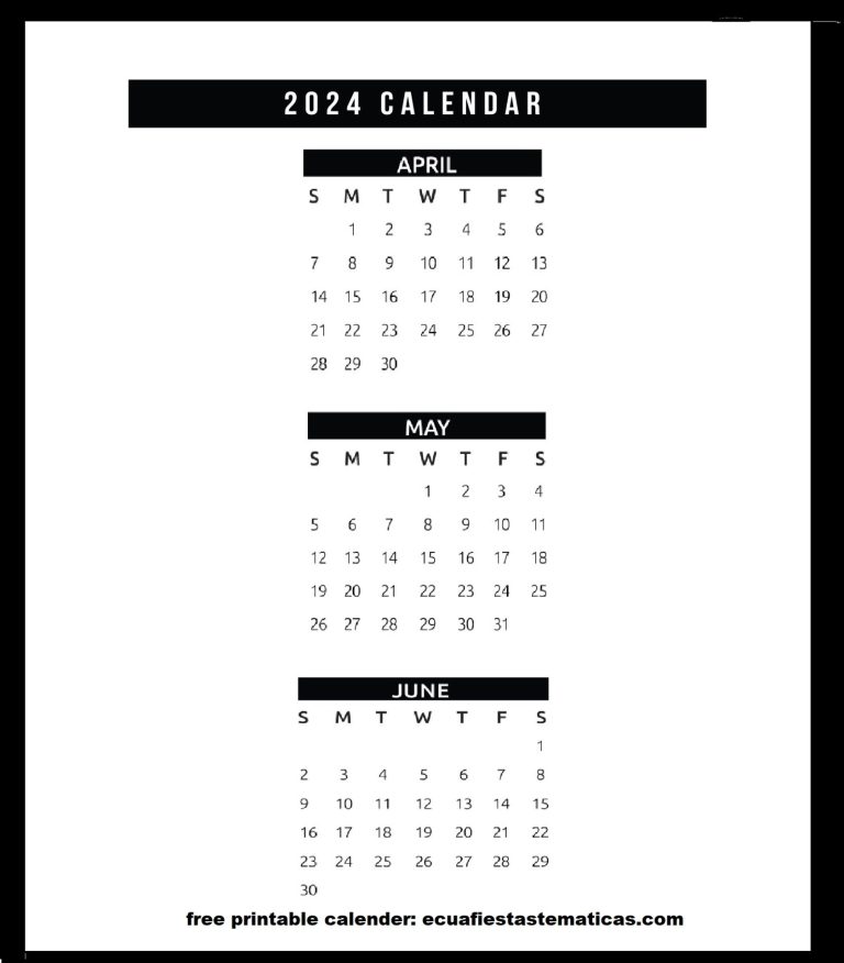 April may to june 2024 calendar