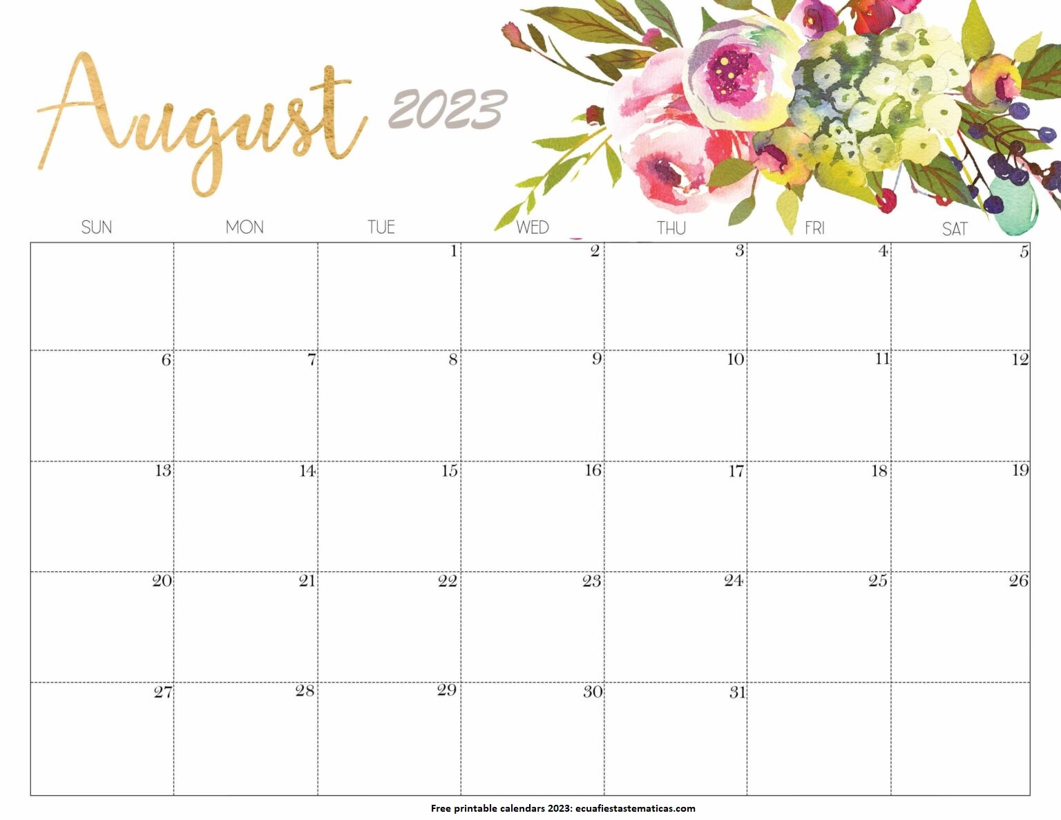Cute August 2023 Calendar