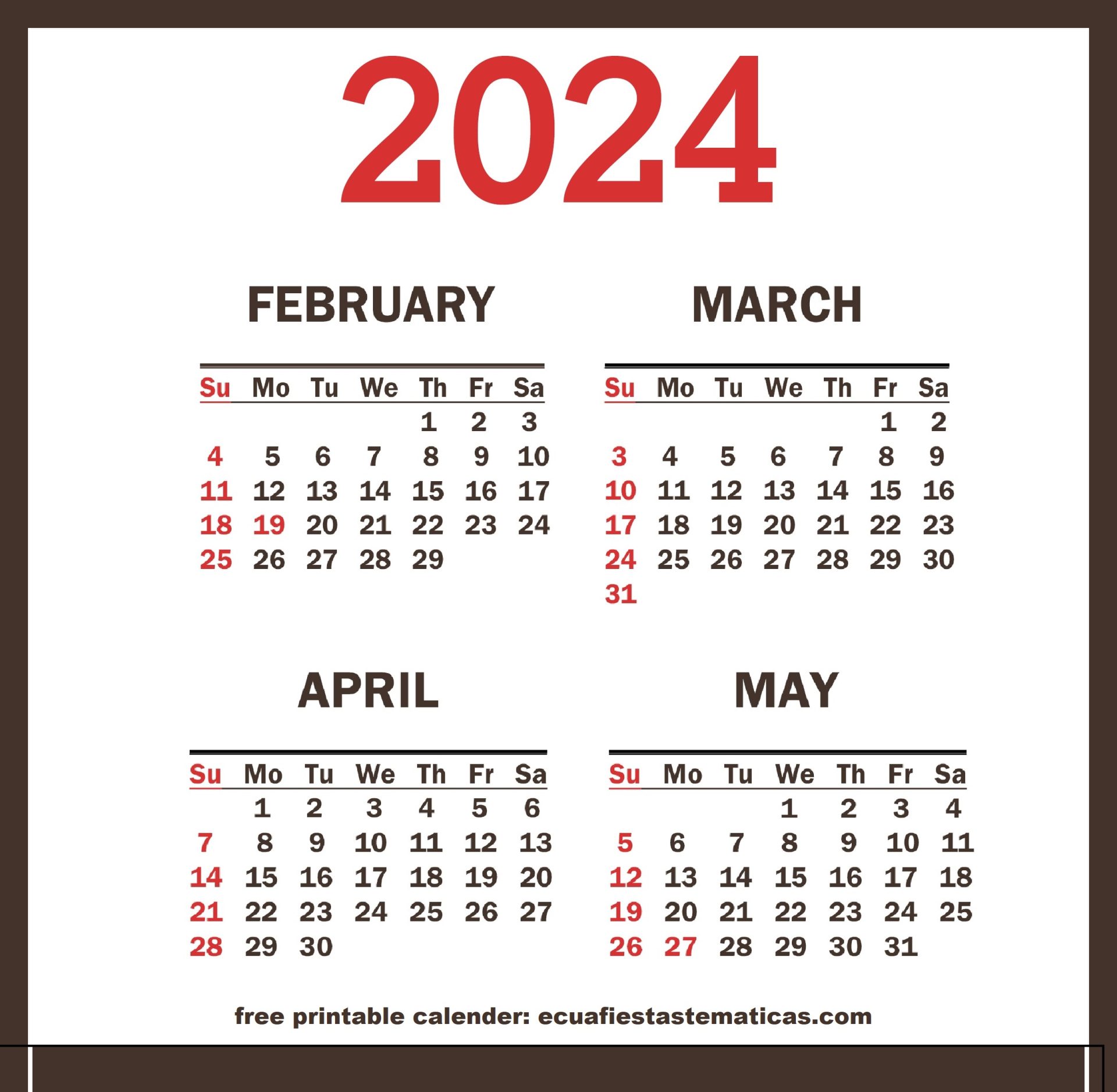 Four month 2024 calendar