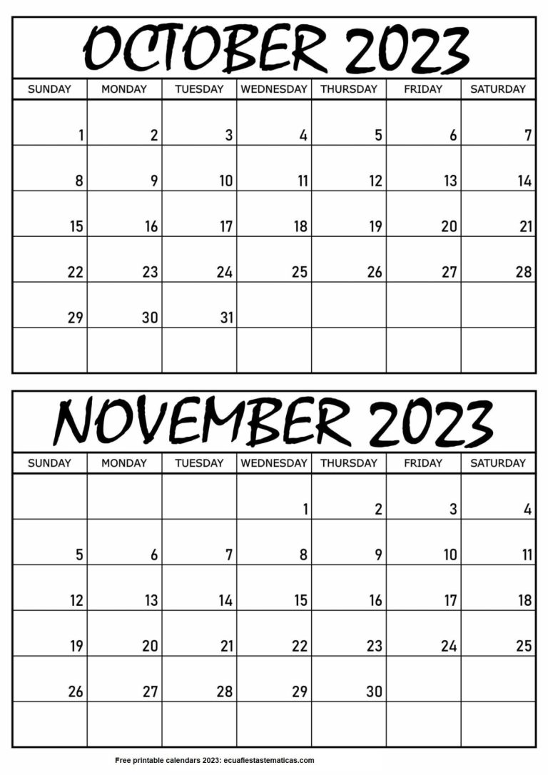 October and November 2023 Calendar