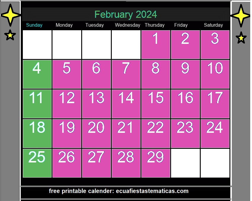Printable Calendar 2024 February Template