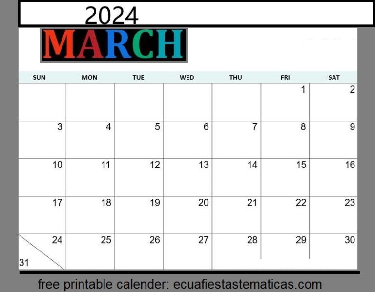 Printable March 2024 Template Calendar