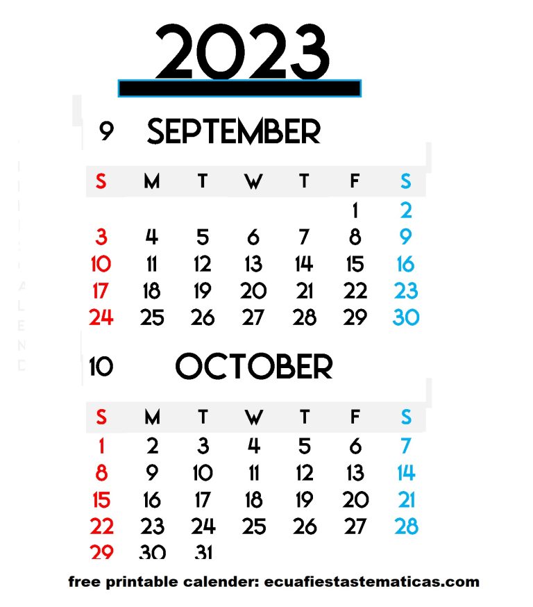 Template printable Sept Oct calendar 2023