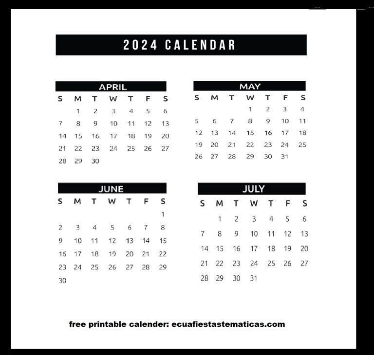 four month calendar 2024