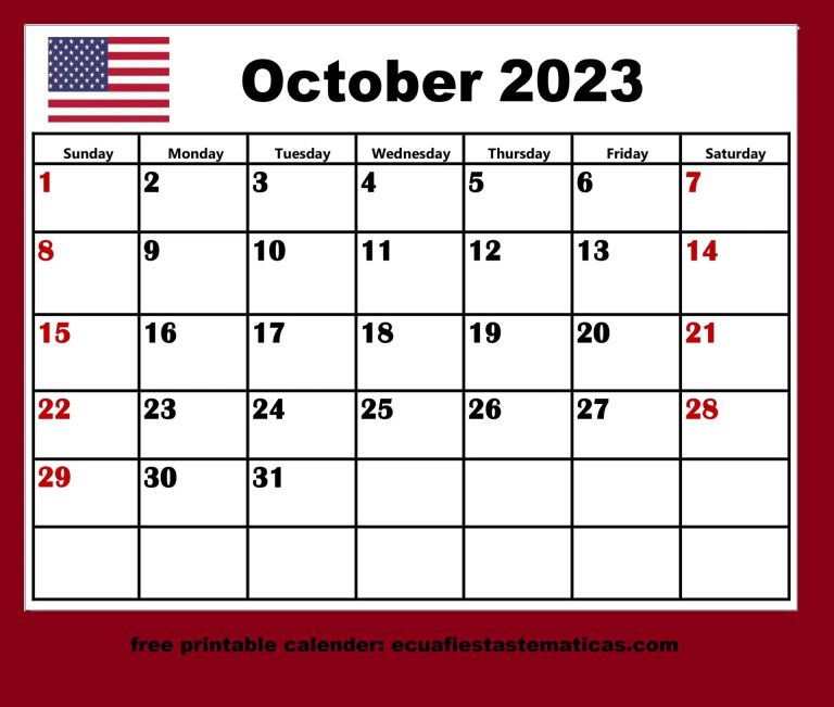 printable Template October 2023 Calendar