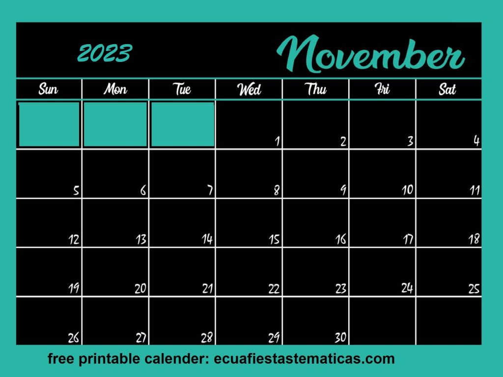 Free Download November Calendar 2023