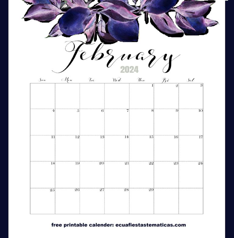 Printable Cute February 2024 Calendar Template