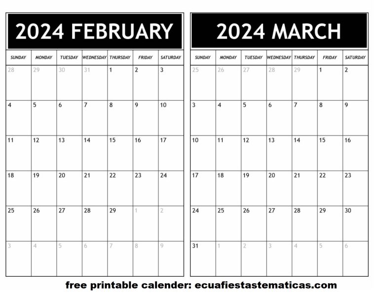 Printable Feb To Mar 2024-Two Month calendar